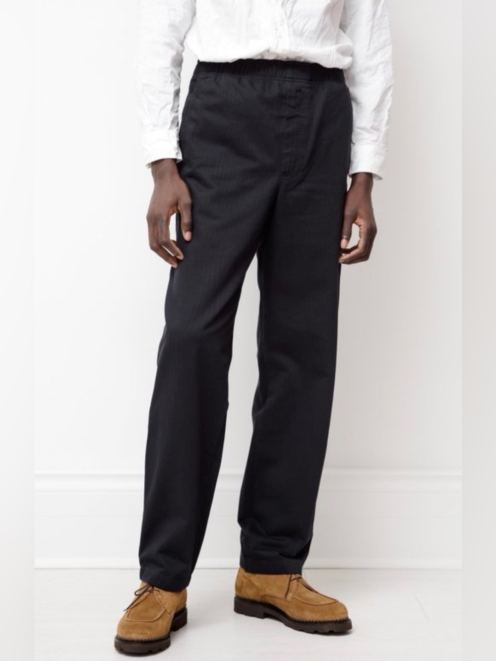 Norse Projects Evald Herringbone Relaxed Fit Trousers - Dark Navy